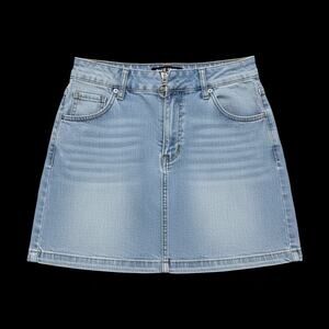 Blue Spice Denim Skirt Mini Zip-Up Blue Pockets Size 7